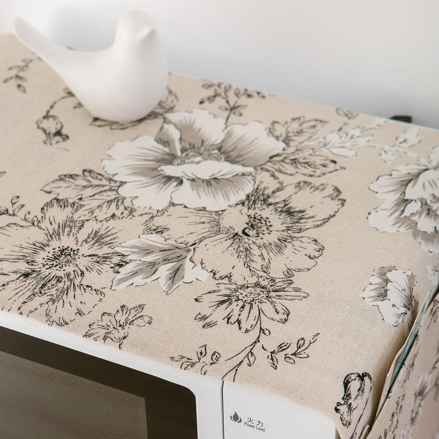 Description Picture 6 of itemMicrowave oven cover, cotton linen, black, pink, storage bag, Double Pockets, dust cover, kitchen accessories