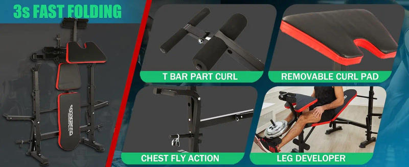 Description Picture 5 of itemAQOPPSDECOR 600lbs 6 in 1 Weight Set Squat Adjustable Workout Bench with Leg Developer Preacher Curl Rack Fitnes