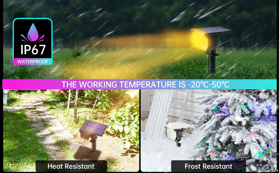 Description Picture 4 of itemSwiatla 29LED RGB Solar Spotlight 7 Color Changing Christmas Decor Outdoor Landscape Lights IP67 Waterproof for Garden Patio