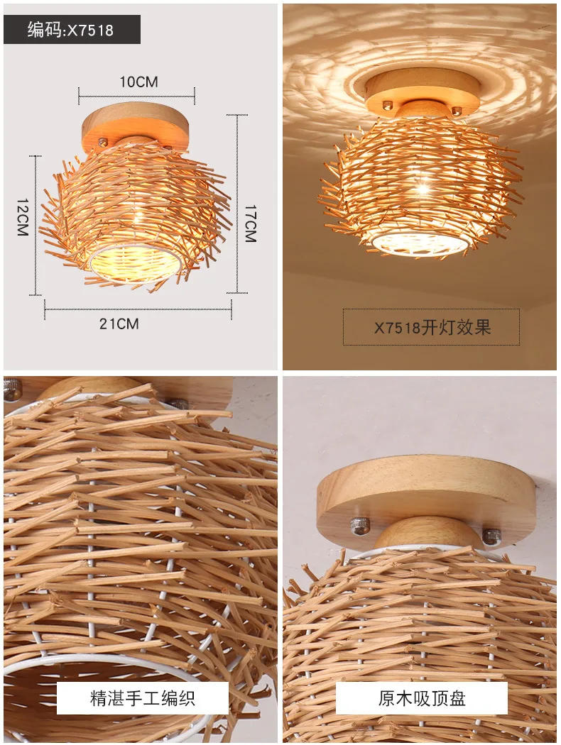 Description Picture 4 of itemModern Simple Bamboo Ceiling Lights Aisle Japanese Style Single Head Creative Corridor Aisle Chinese Living Room Indoor Lighting