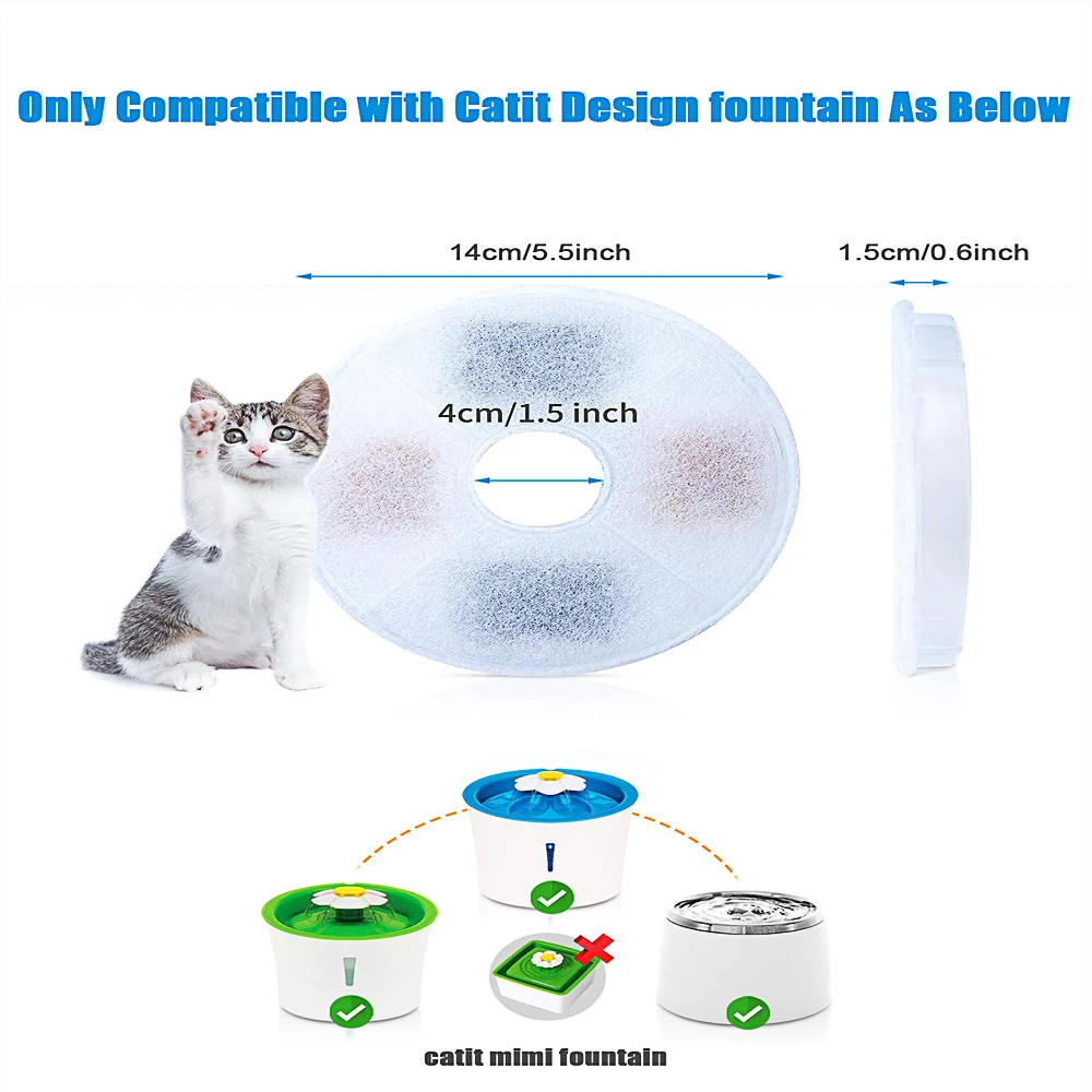 Description Picture 3 of itemPet Cat Dog Water Fountain Dispenser Filter Active Carbon Replacement Filter Element Suitable For Round Automatic Water Feeders