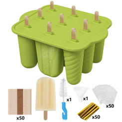 9 Cavity Silicone Popsicle Molds Easy-Release Ice Cream Mold With Wooden Sticks Ice Pop Molds Homemade For home Ice Maker