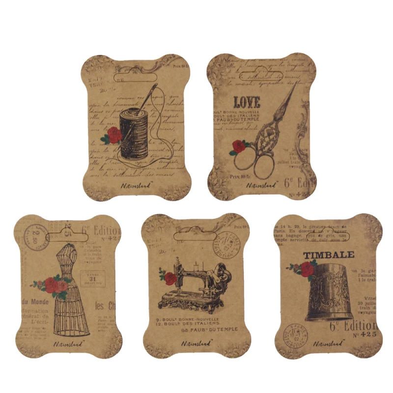 Description Picture 2 of itemPaper Bundled Spool Printed Pattern Sewing DIY Material Handmade Needle Thread Paper Card Winding Board