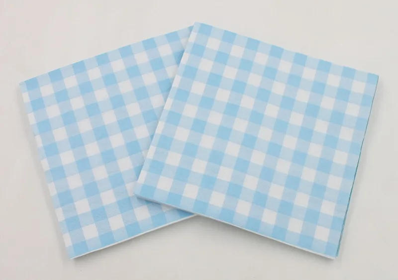Description Picture 2 of item100 Counts Printed Paper Napkins Disposable Checkered Cocktail Napkins 2 Layers Wedding Birthday Picnic Tea Party