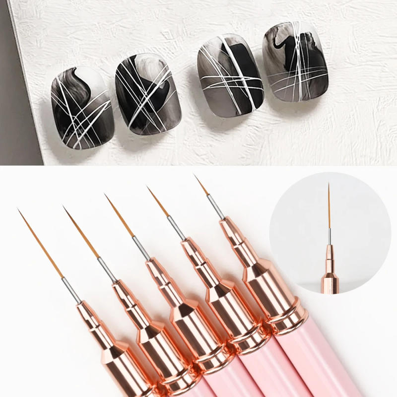 Description Picture 4 of item7/9/11/15/25mm Nail Liner Brush Set Ultra-thin French Stripe Nail Art Line DIY Drawing Flower Pen Professional UV Gel Brushes