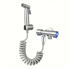 High pressure handheld shower kit - stainless steel bathroom cleaning spray gun with 4.8-inch hose and wall bracket