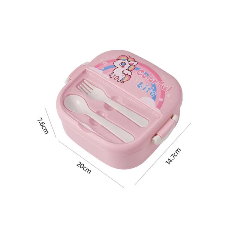 Description Picture 3 of itemBento Lunch Box for Kids Girls Cartoon Students Kawaii Cute Pony Heated 3 Grid Sandwich Snack Food Box Special Canteen