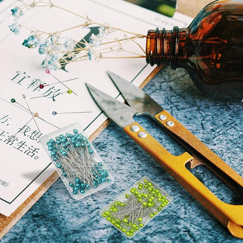 Description Picture 4 of item100Pcs Sewing Needles Glass Ball Multicolor Head Pins Straight Quilting Pins with Pearl Heads DIY Sewing Jewelry Decor Crafts