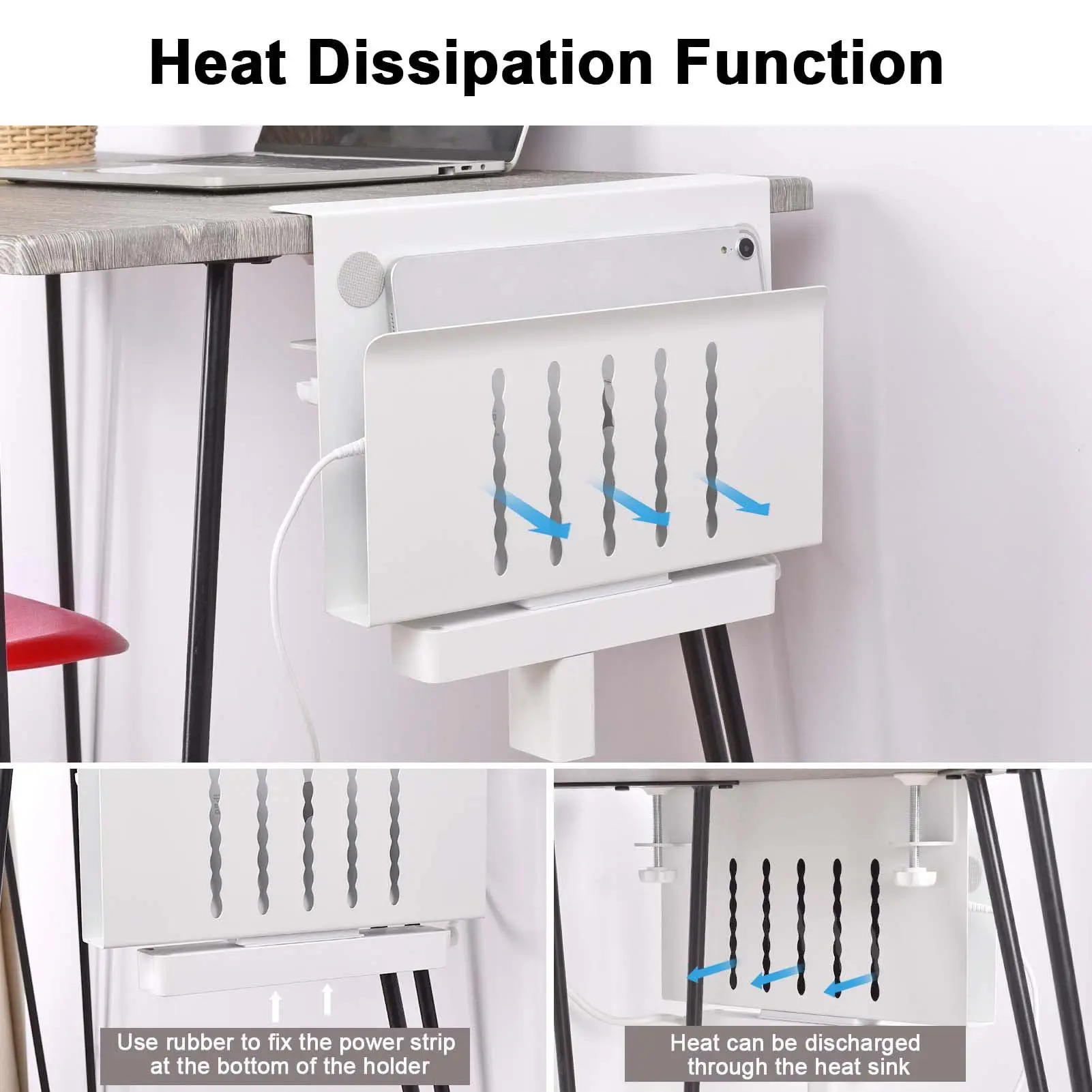 Description Picture 6 of itemLaptop Storage Stand Table Sides Laptop Rack Charging Cooling Stand Tray Under Desk Table Organizer Tablet Rack for IPad Laptop