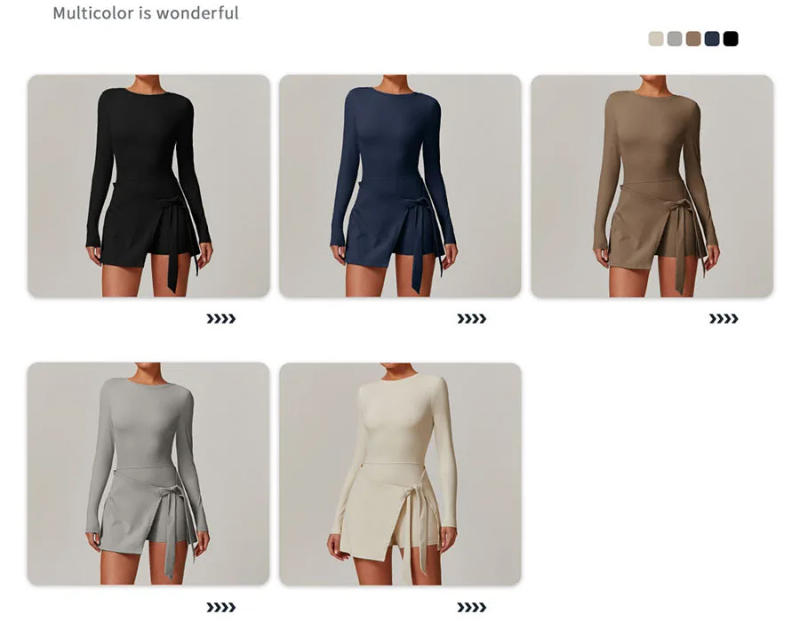 Description Picture 2 of itemNew Women Fake Tow skintight sports dress sexy split strap tennis dress Yoga Jumpsuit Gym Golf Skirt Dance Ballet Sports Dress