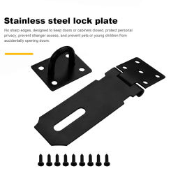 3/4/5 Inch Hasp and Staple Stainless Steel Safety Gate Lock Black Gate Door Shed Latch Lock Heavy Duty for Door Cabinet Drawer
