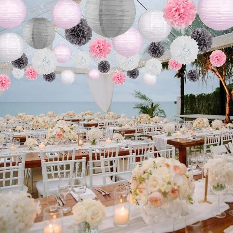 Description Picture 2 of item1pc 4inch Wedding Birthday Party Paper Lanterns Babyshower Decoration Birthday Party Paper Flower Ball Handmade Origami Flowers