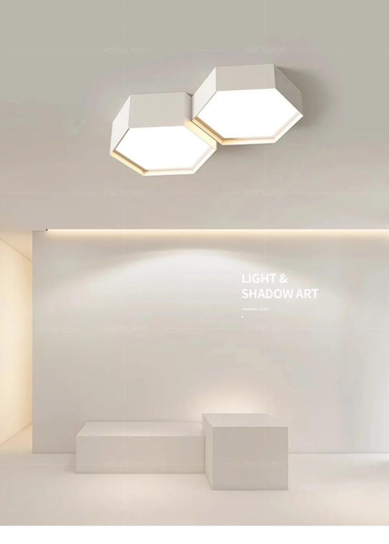 Description Picture 2 of itemScandinavian LED Simple Ceiling Light White Black Polygon Light For Porch Entry Door Bedroom Dining Room Kitchen Lighting