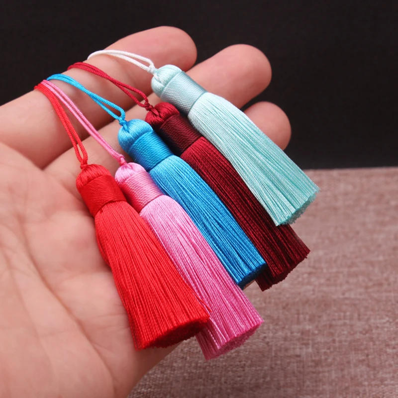Description Picture 4 of item5/10Pcs 5cm Polyester Silk Tassel Fringe Brush Tassels Trim Crafts DIY Jewelry Home Decor Pendant Embellish Curtain Accessories
