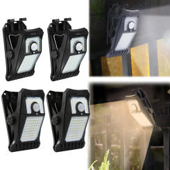 Solar Powered Clip-Type Sensor Light Motion Sensor Outdoor Security Lamp USB Charging LED Street Light for Camping Patio Yard