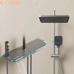 Rain Shower Set Bathroom LED Digital Hot Cold Mixer Constant Temperature Bath Faucet Bathtub Wall Mount Rainfall Shower System