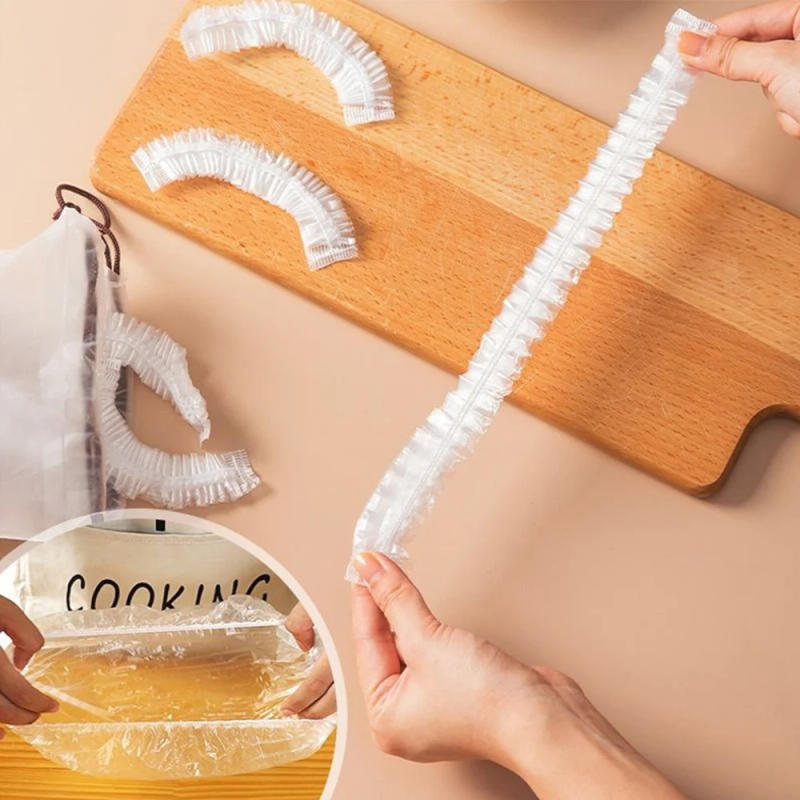 Description Picture 3 of item100Pcs Disposable Food Storage Cover Bags, Plastic Wrap, Elastic Food Lids, Kitchen Fresh-keeping Bag For Bowls Cups Plates