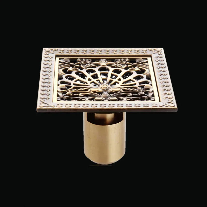 Description Picture 4 of itemEuro Floor Drains Antique Brass Shower Floor Drain Bathroom Deodorant Euro Square Floor Drain Strainer Cover Grate Waste