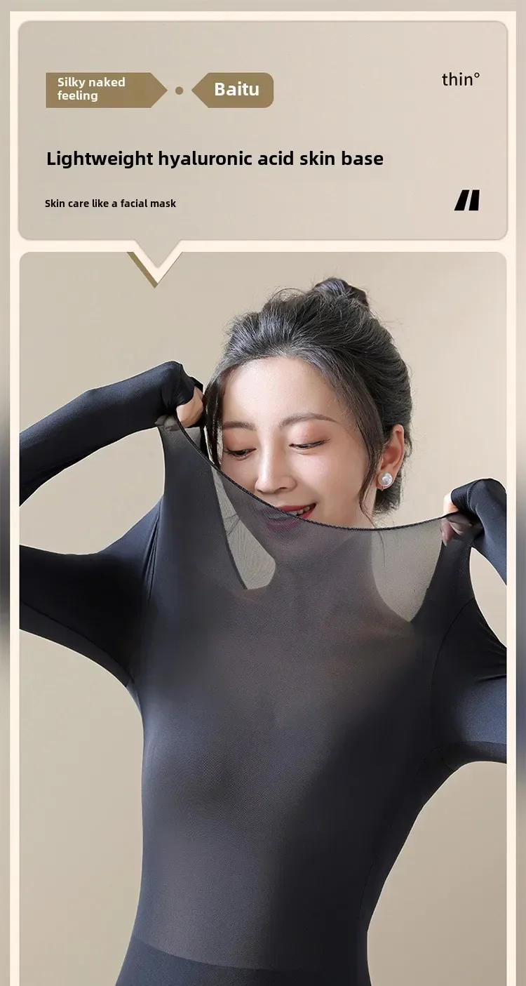 Description Picture 2 of item2PCS Thermal Underwear Sets for Woman Autumn Winter Bottoming Shirt Long-sleeved T-shirt Thin Thermal Top Women's Thermal Skin
