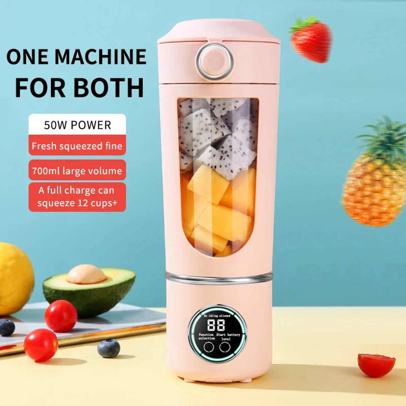 Description Picture 3 of itemNew Portable Juice Maker Blender for Shakes Smoothies 700ML Multiple Colors 12-Blades Fast Mixing 2 In 1 Blender Bottle Juicer