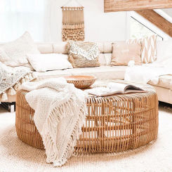 Japanese Rattan Living Room Furniture Coffee Table Small Apartment Restaurant Side Tables Homestay Balcony Sofa Round Tea Table