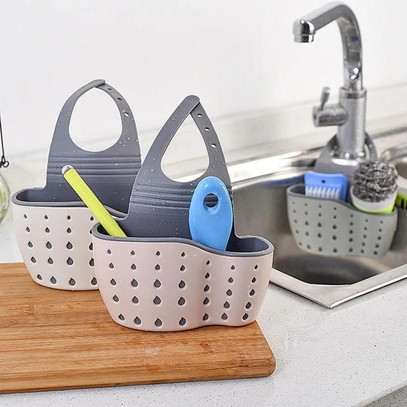 Description Picture 3 of itemBathroom Sink Drain Basket Hanging Bag Kitchen Faucet Sponge Vegetable Washing Storage Basket Corner Rack