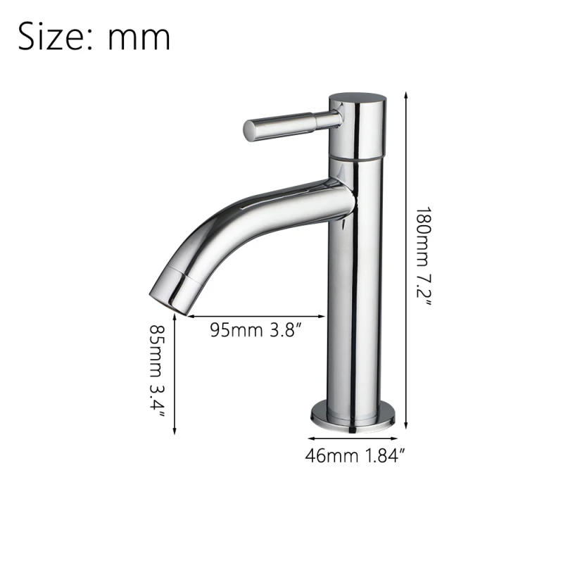 Description Picture 3 of itemMonite Bathroom Faucet Stainless Steel Deck Mounted Lavatory Torneira 1 Handle & Hole Chrome Polished Sink Only Cold Water Tap