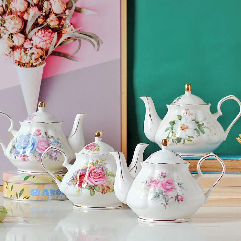 Description Picture 3 of itemNoble Bone China Teapot 500ML Pink Camellia Coffee Pot Set Home High Grade Porcelain Kettle Jug Party Cafe Teaware Tea Pot Puer