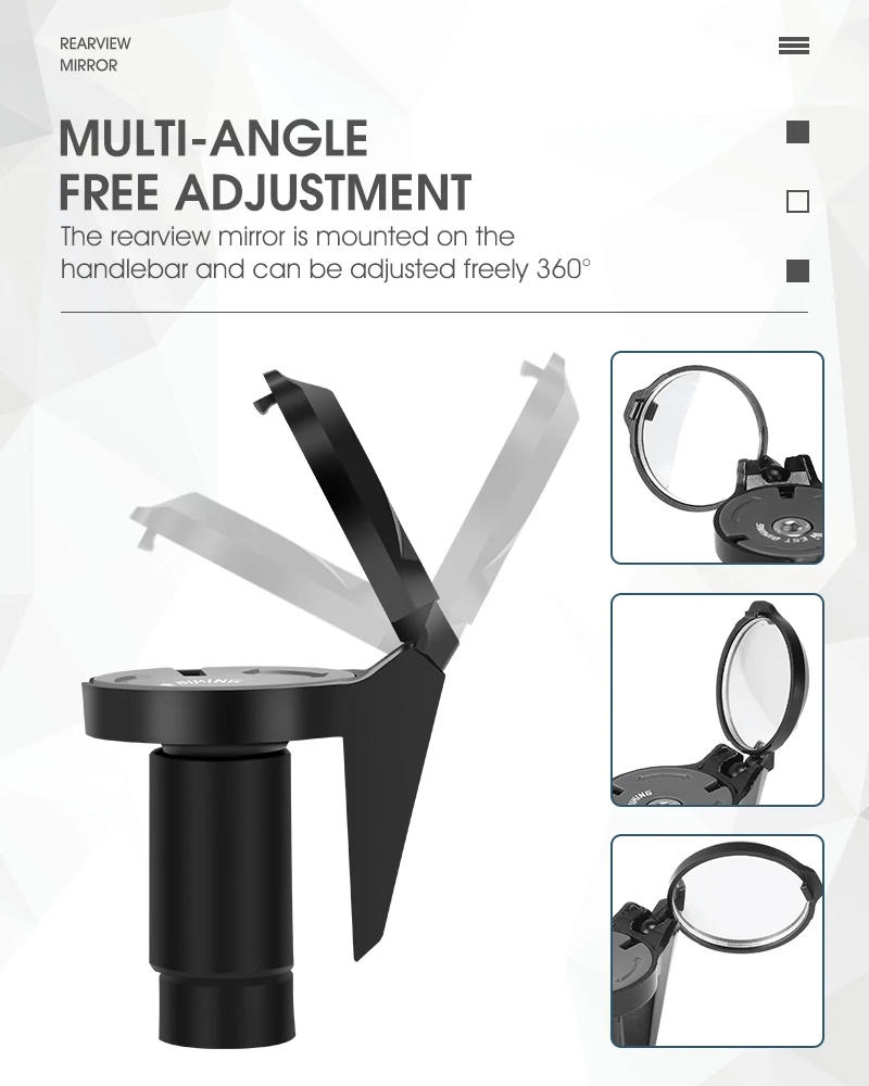 Description Picture 5 of itemWEST BIKING Bicycle Rearview Mirror Universal Adjustable Convex Mirrors Rotate Handlebar End Mirror MTB Road Bike Accessories