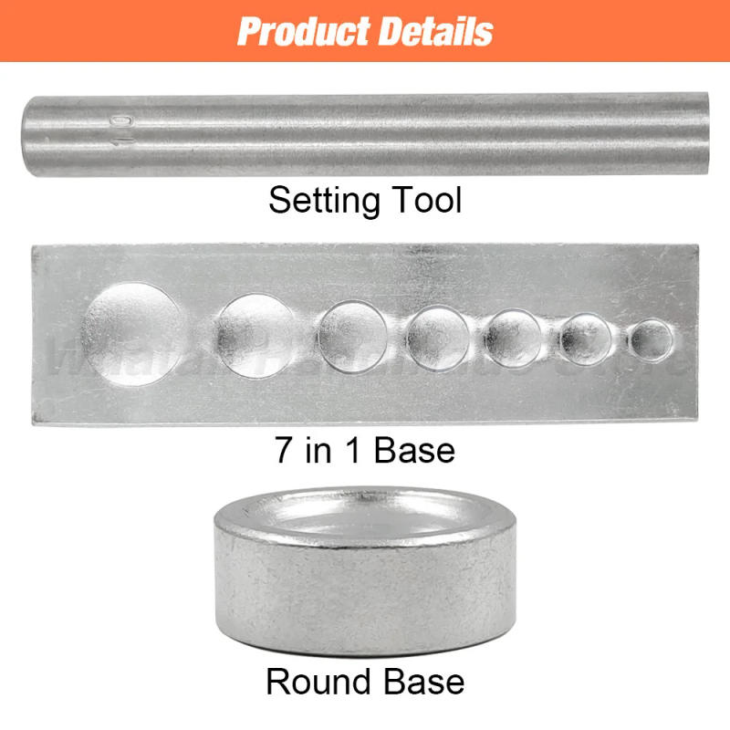 Description Picture 2 of itemDouble Cap Rivets Setting Tool Steel Hand Punch Tool For Single Cap Snap Rivet Studs Leathercraft Bag Belt Garment Shoes Diy