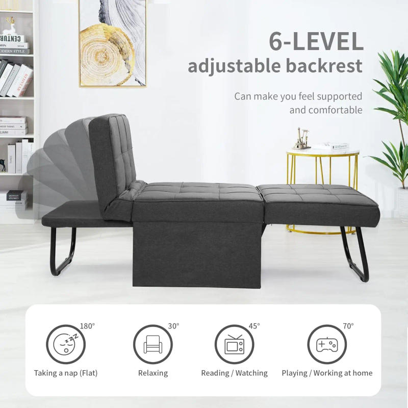 Description Picture 5 of itemSofa Bed 4 in 1 Multi-Function Folding Ottoman Breathable Linen Couch Bed with Adjustable Backrest Modern Convertible Chair