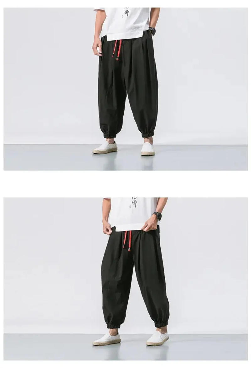 Description Picture 5 of itemMen Loose Harem Pants Chinese Linen Overweight Sweatpants High Quality Casual Brand Oversize Trousers Male