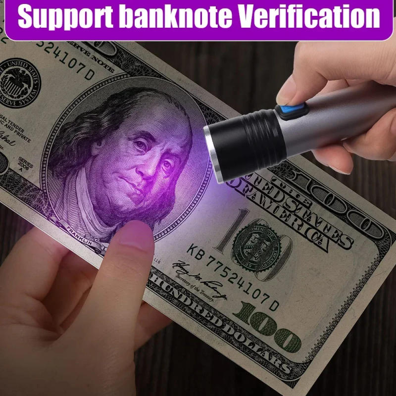 Description Picture 6 of itemStrong Light 395nm Ultraviolet Flashlight USB Charging Variable Focus XPE LED Outdoor Mini Lighting Search Emergency Flashlight