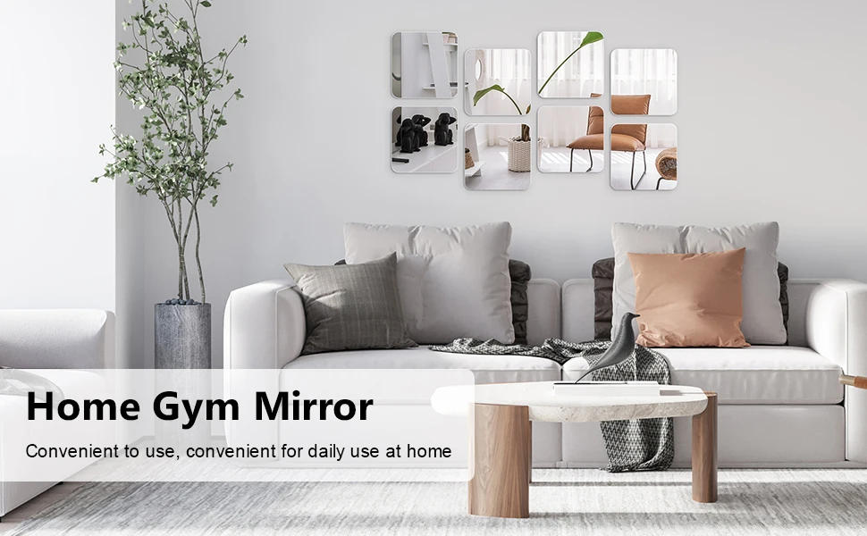 Description Picture 4 of item2mm Acrylic Mirror Wall Stickers Unbreakable Acrylic Full Length Wall Mirror Tiles Decal for Door Baby Kids Living Room Decor
