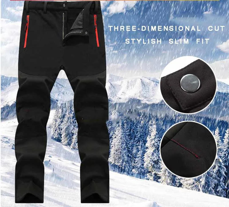 Description Picture 3 of itemNUONEKO Mens Thick Fleece Soft Shell Hiking Pants Winter Warm Outdoor Waterproof Windproof Trekking Camping Skiing Trousers PM64