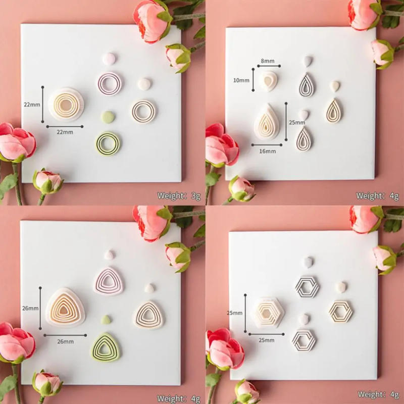 Description Picture 3 of item1PC Handmade Geometric Shape Hollow Polymer Clay Mold Soft Pottery Earrings Polymer Clay Cutter DIY Jewelry Cutting Tool