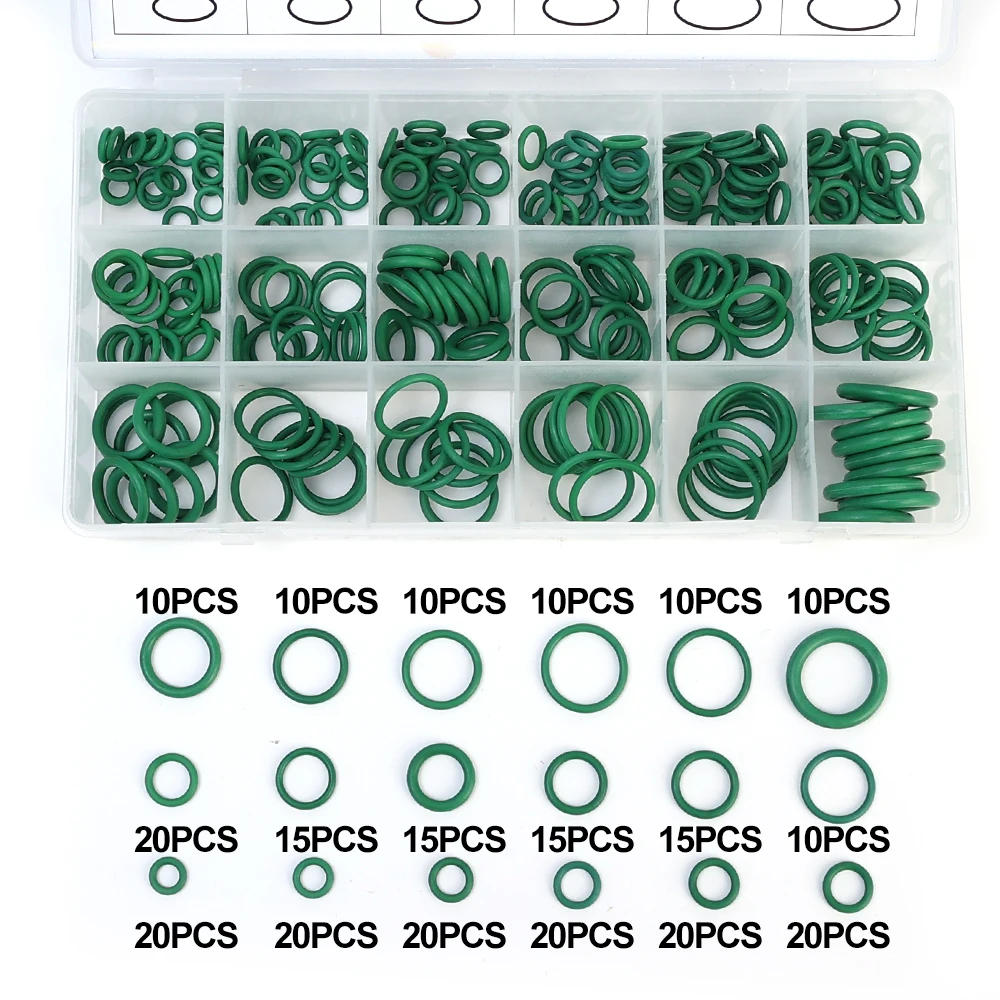 Description Picture 4 of item18Sizes O-Rings Universal Car Air Conditioning Auto Repair Tools Rubber Rings Sealant Rubber Spacer Oil Resistance Washer Round