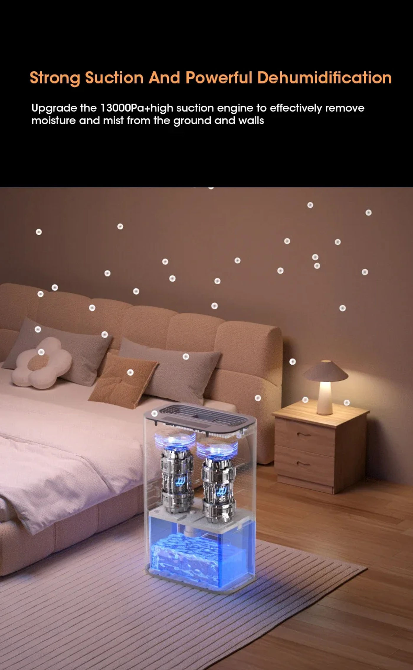 Description Picture 4 of item2.5L Smart Dehumidifier 24H Timer Dehumidifier, Large capacity For Home Basement And Bedroom Eliminate Damp Mold and Moisture