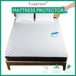 Waterproof Mattress Topper with Elastic Band Quilted Bed Protector Pad Mattress Cover for Single/Double Bed 140/160