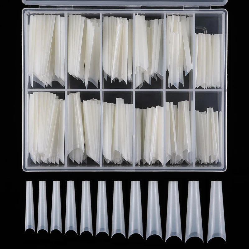 Description Picture 6 of item200/240pcs XXL Square Press On False Nail Tips C Curved Straight Acrylic Extra Long Clear Natural Fake Nails Tips Salon Tool