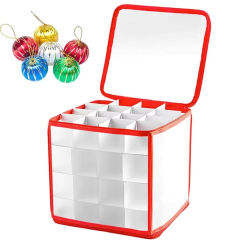 64 Grids Translucent Christmas Balls Storage Box PP Christmas Ornaments Storage Container Xmas Holiday Decorations Organizer