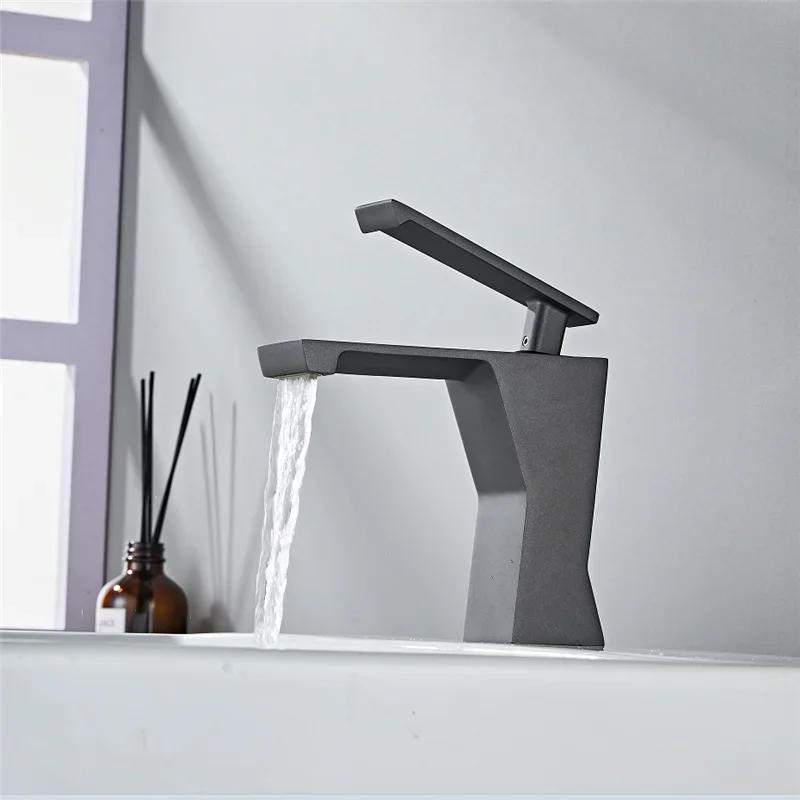 Description Picture 2 of itemBasin Faucet Brass Grey Bathroom Mixer Tap Black/White Wash basin Single Handle Hot and Cold Lavotory
