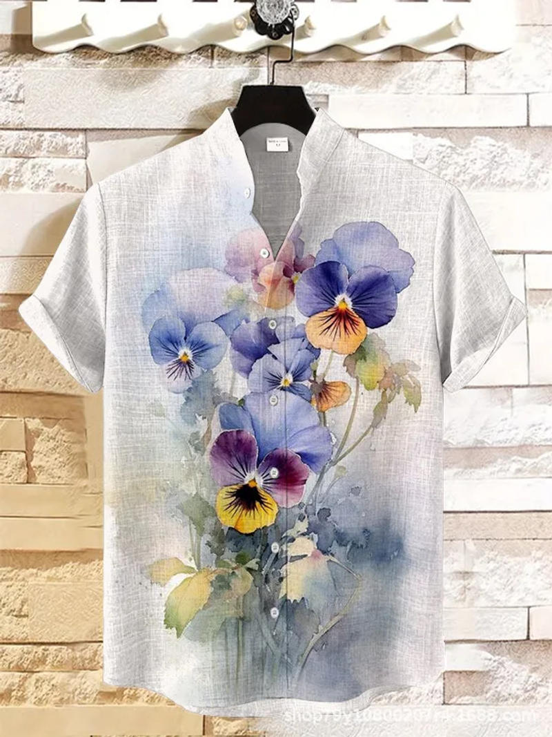 Description Picture 5 of itemMen's shirts trendy casual beach vacation shirts Indian blessing men's shirts short-sleeved button cardigan