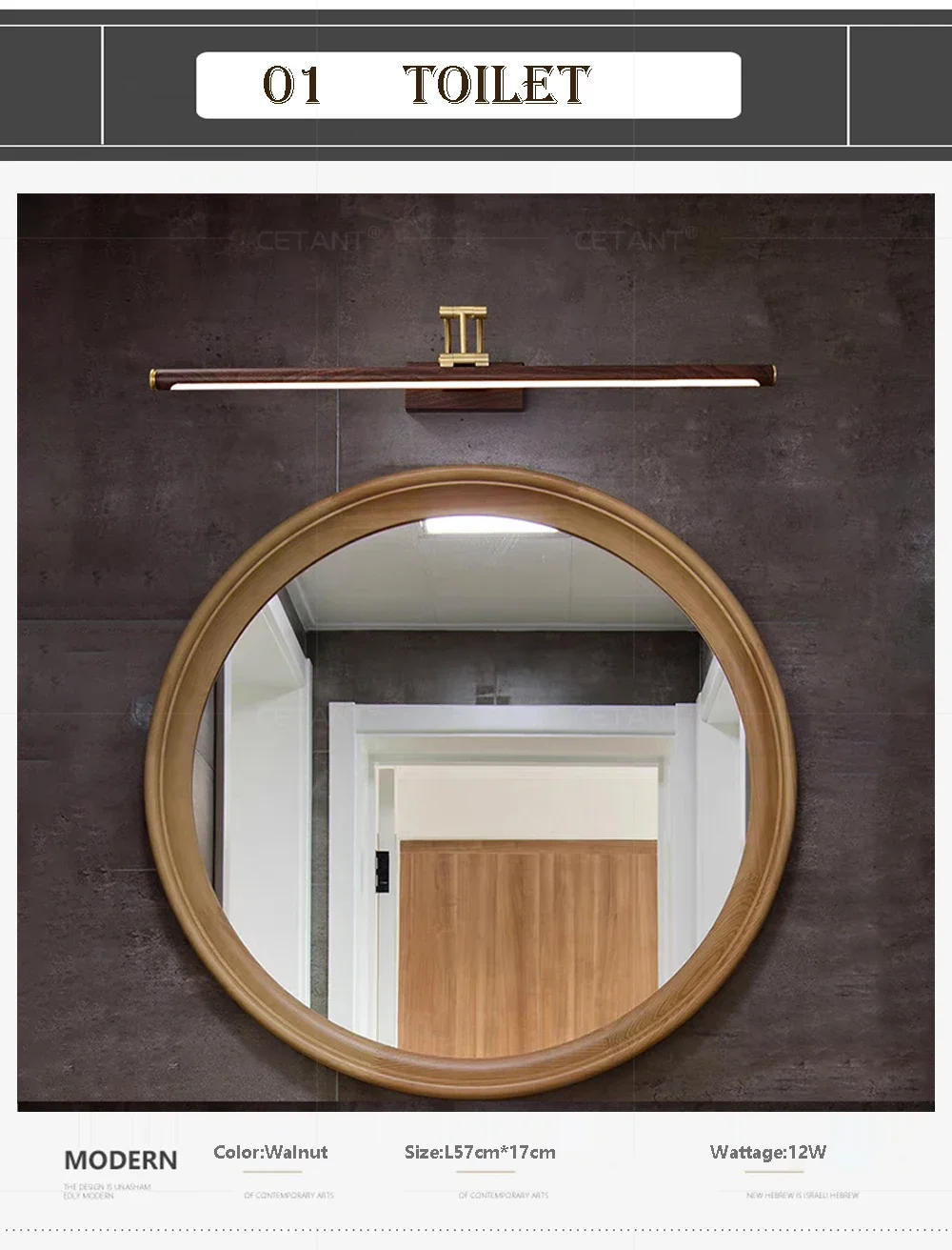 Description Picture 4 of itemNordic LED Wall Lamp Wood Home Interior Decoration Fill Lights For Bathroom Bedroom Study Room Cloakroom Makeup Lighting Sconces