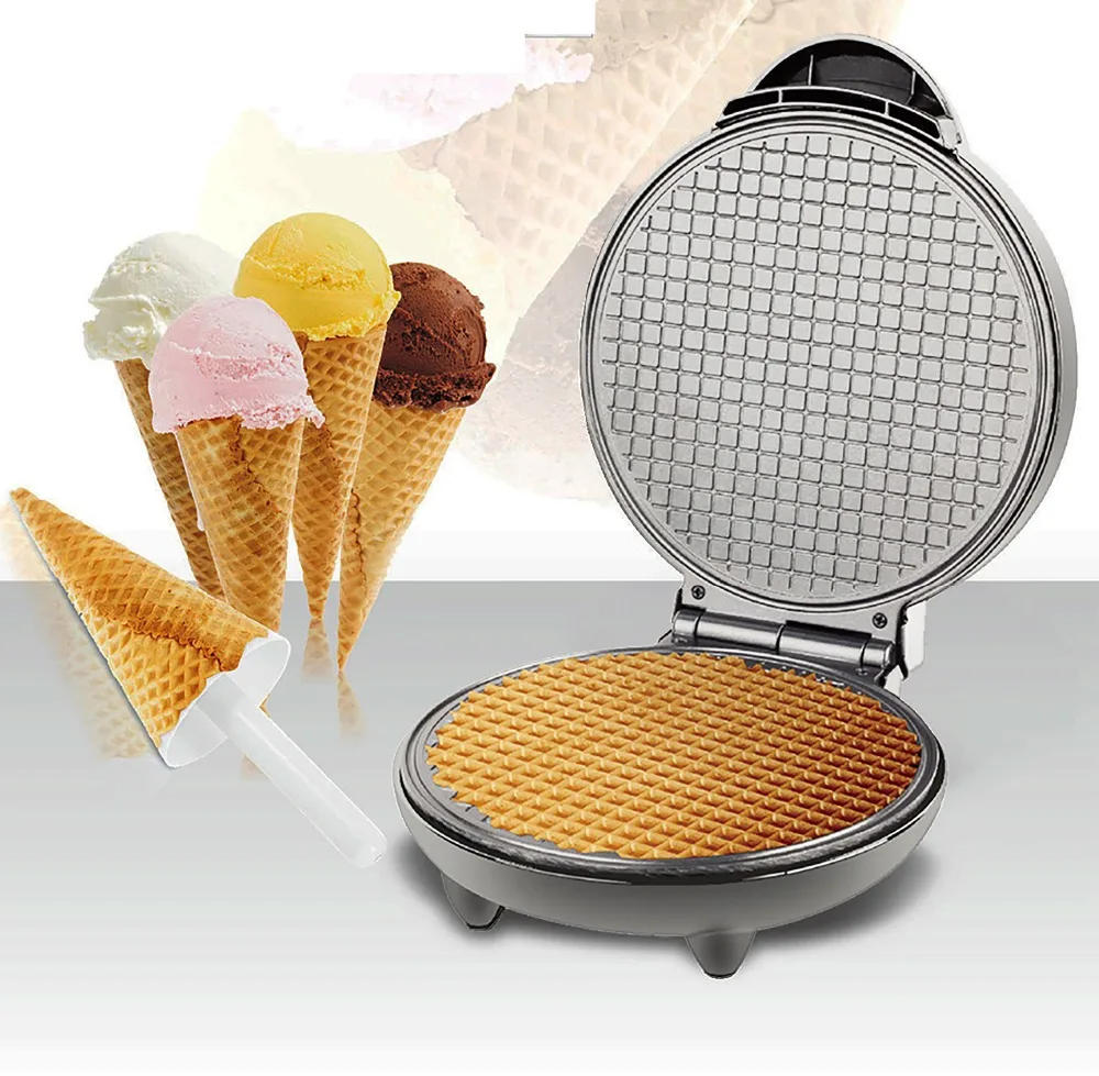 Description Picture 2 of itemElectric Crispy Egg Roll Maker Omelet Sandwich Iron Crepe Baking Pan Waffle Pancake Oven DIY Ice Cream Cone Machine EU Plug