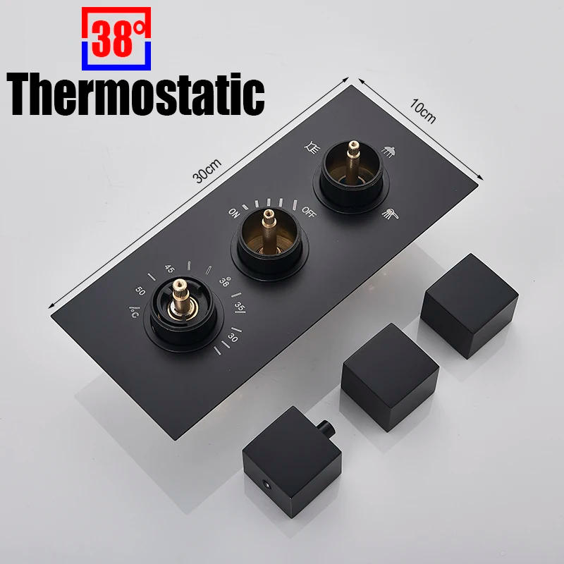 Description Picture 3 of itemBathroom Thermostatic Faucet Matte Black LED Raining Shower with Spa Massage Bath Faucet Bathroom 3Ways Brass Bathtub Mixer Tap