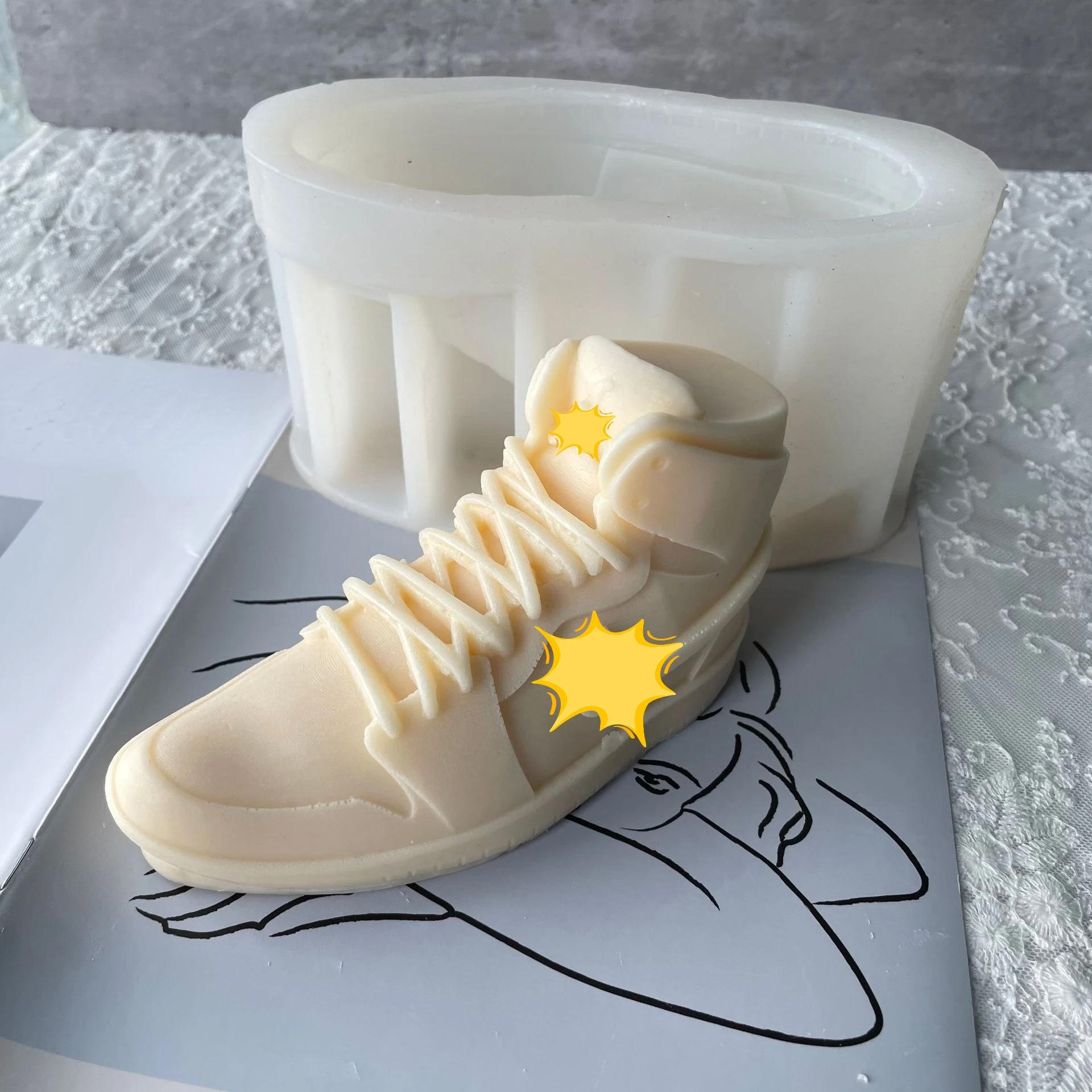 Description Picture 5 of item3D Adult Model Shoe Shape Resin Mould boyfriend gift  Silicone Mold Candle Making Supplies Soap Making Products Silicone Mould