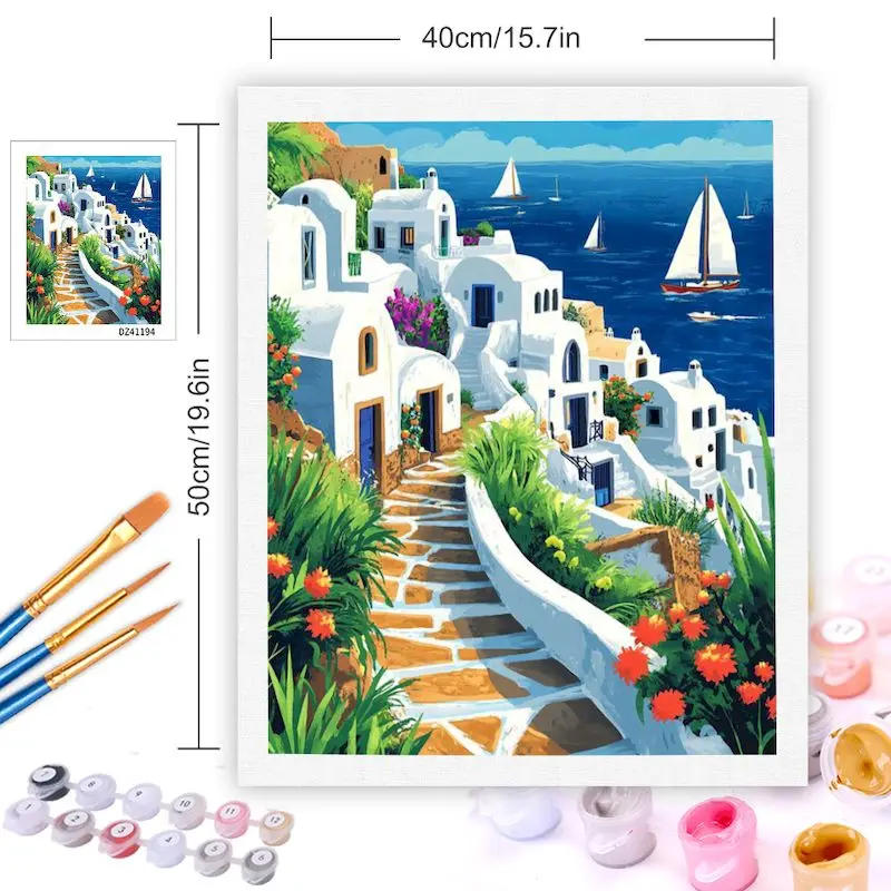 Description Picture 3 of itemGATYZTORY Diy Frame Painting By Numbers Seascape On Canvas Drawing Art Paints For Adults Picture Coloring By Number Decoration