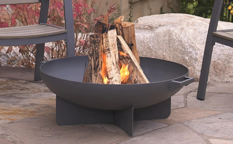 Description Picture 2 of itemAnson 36" Round Steel Wood Burning Fire Pit in Gray by Real Flame
