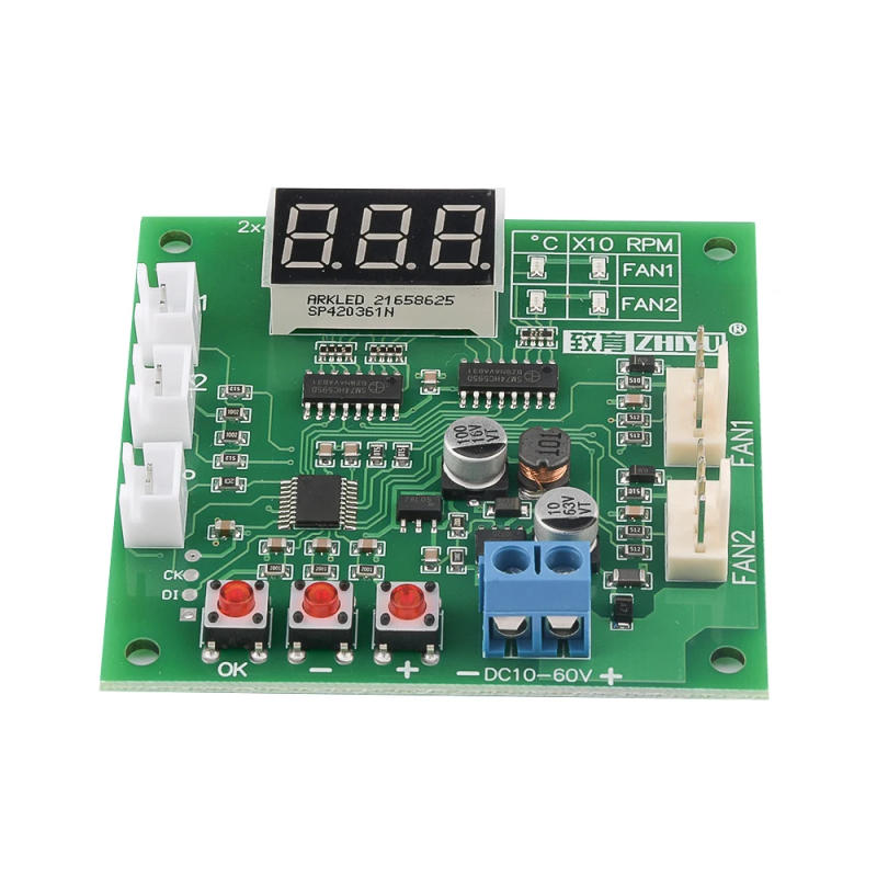 Description Picture 4 of item2 Channel DC 12V 24V 48V 4 Wire PWM Motor Fan Speed Controller Digital Display Governor Temperature Control Support EC EBM Fan